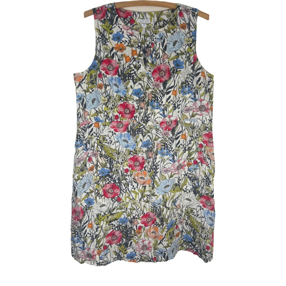 J. JILL Love Linen Floral Sleeveless Dress Size Medium Petite - Picture 5 of 16